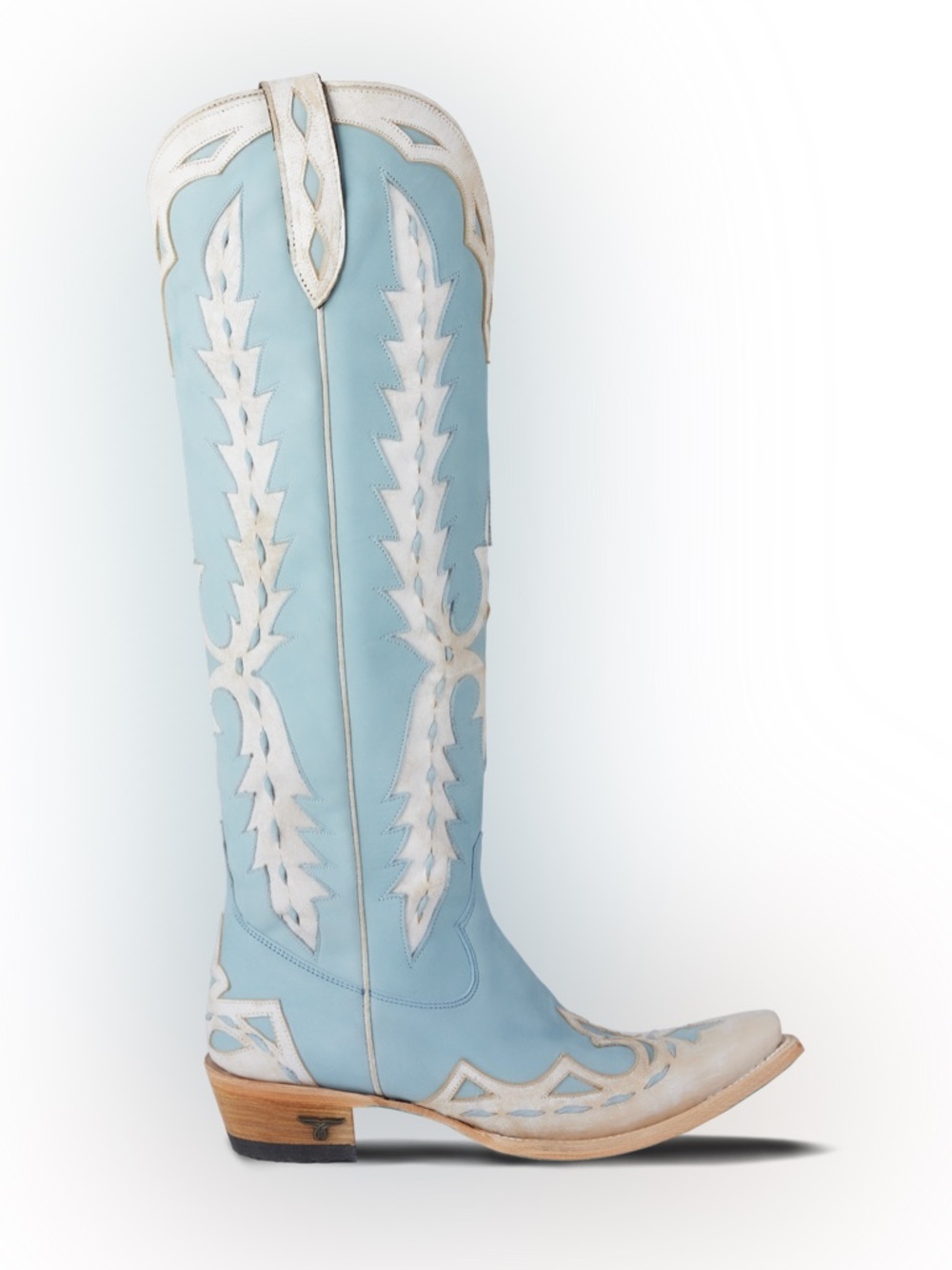 Lane Chase the Wind Powder Blue Embroidered Heeled Cowboy Boots - Picture 2 of 6